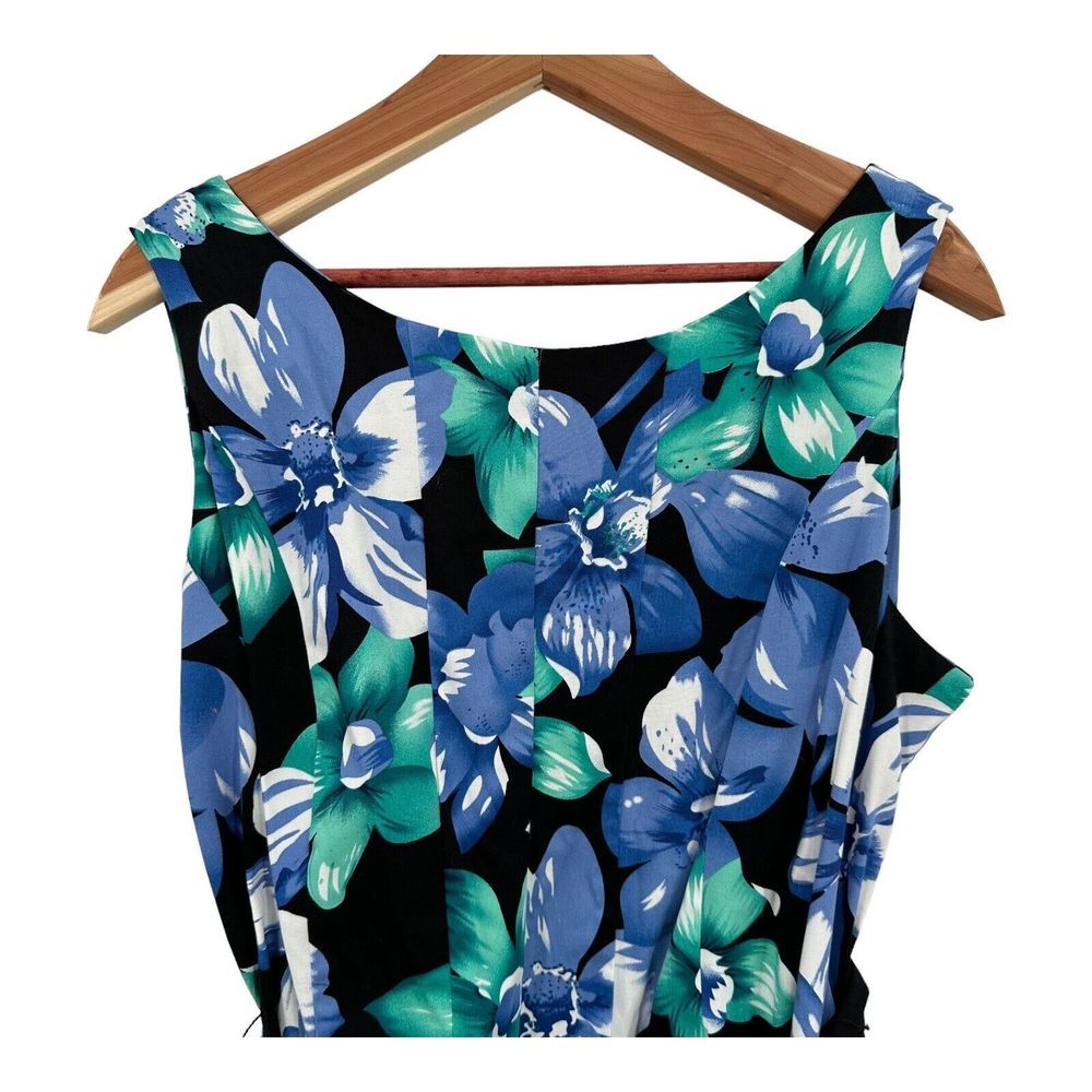 Kim Rogers Dress with Shrug Size XL Midi Blue Floral Midi Career Cotton Stretch - Picture 4 of 10